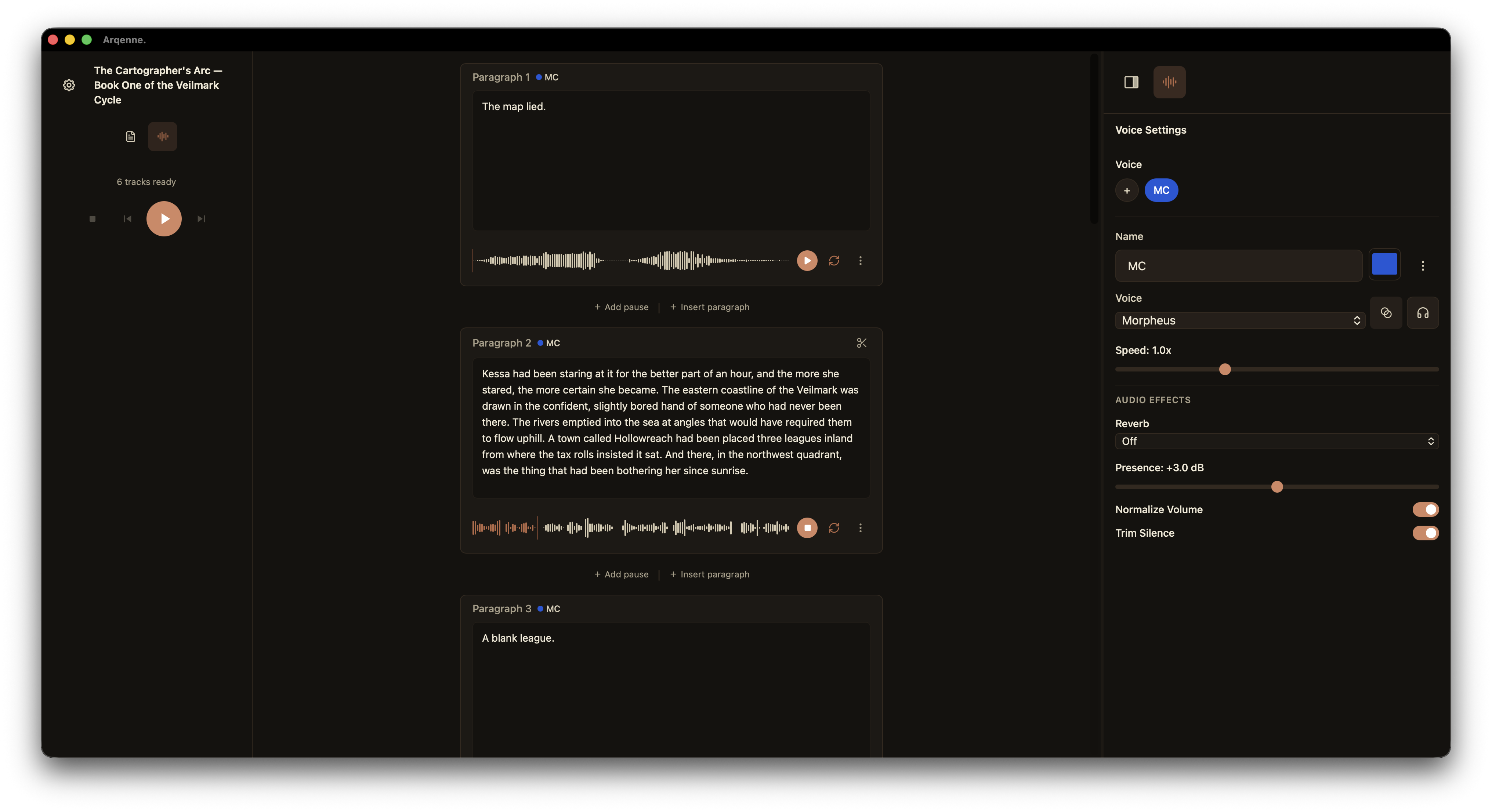 The Arqenne voice editor