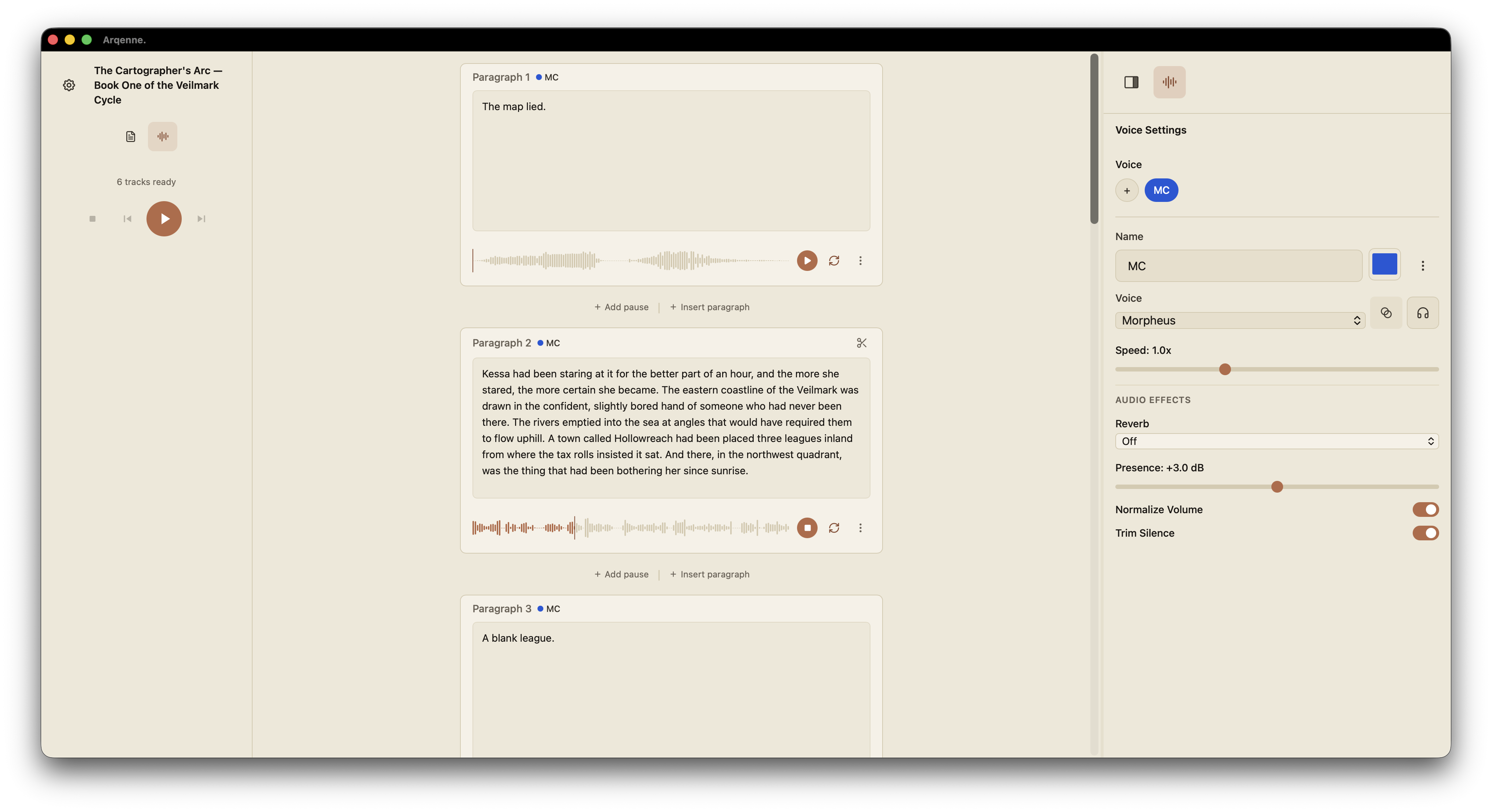 The Arqenne voice editor